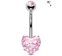 OUFER 14G Herz Bauchnabelring Titan G23 Bauchnabelpiercing Ring Rosa CZ Bauchnabelpiercing Schmuck 10 mm Bauchnabelpiercing Piercing Bauchnabel Bauchnabelpircing