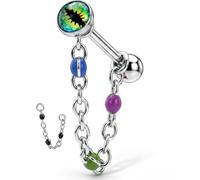 OUFER 14G Zungenpiercing Kette 16mm Austauschbar Chirurgenstahl 316L | Wechselbare Kette mit Perlen Zungenpiercing Kunststoff für Frauen & Männer Tongue Piercing