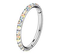 OUFER 16G Rostfreier Stahl Knorpel Ohrringe Fünf Petal Clear CZ Blume Tragus Helix Earrings Knorpel Ohrstecker AB-16G-10mm