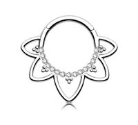 OUFER 16G Septum Piercing Schmuck Lotus Daith Ring Clicker Silber Helix Knorpel Ohrringe Ring Chirurgenstahl 316l Klar CZ Piercing Septum Daith für Damen und Herren 10 mm