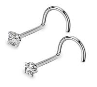 OUFER 20G 0.8mm 2stk Titan Nasenpiercing Ring Nasenring S Form Star CZ Nasen Piercing Nase Nostril Twist Stecker Dünn Nasenstecker Nasenspirale Schmuck Nose Ring Screw 3mm Jewellery Women