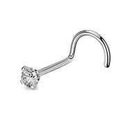 OUFER 20G 0.8mm Titan Nasenpiercing Ring Nasenring S Form Heart CZ Nasen Piercing Nase Nostril Twist Stecker Dünn Nasenstecker Nasenspirale Schmuck Nose Ring Screw 3mm Jewellery Women