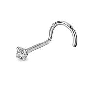 OUFER 20G 0.8mm Titan Nasenpiercing Ring Nasenring S Form Star CZ Nasen Piercing Nase Nostril Twist Stecker Dünn Nasenstecker Nasenspirale Schmuck Nose Ring Screw 2mm Jewellery Women