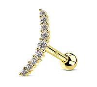 OUFER 9ct Solid Gold Helix Piercings Ear Conch Ring CZ Ear Piercing Cartilage Piercing Earring Upper Tragus Studs Cartilage Earrings Jewellery