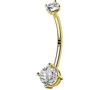 OUFER Bauchnabelpiercing 8/10/12/14/16mm 14G Navel Piercing 14K Gold Belly Piercing Clear CZ Nabelpiercing Belly Button Piercings Belly Button Ring