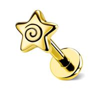 OUFER Body Piercing Lippenpiercing 16G Internally Helix Tragus Earring | Non Nickel Lead Hypoallergenic 16G 1.2mm 6mm 316L Stainless Steel Star Flat Back Easy Pain Free Bar for Birthday Anniversary
