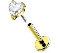 OUFER Body Piercing Lippenpiercing Jewellery Threadless 16G Gold Labret Earring Stud 316L Stainless Steel Push in Helix Tragus Conch Piercing Bar Stud