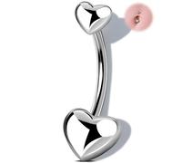 OUFER Innengewinde G23 Titan 14G Herz Piercing Bauchnabel, 16 mm Bauchnabelring Lang Minimalistisch Bauchnabelpiercing Schmuck Belly Ring für Frauen