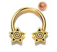 OUFER Stern Septumring 16g, Gold Daith Ohrring aus 316L Chirurgenstahl, Gotischer Septum Schmuck, Tragus Helix Piercing Schmuck für Frauen, 10 mm