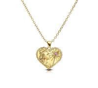 OUFER x WICKED Glinda Anhänger Halskette Damen Necklace Freundschaftsschmuck Edelstahl 316L Gold Halskette Pink CZ Herz Flache Reliefs Collar Necklace for Women