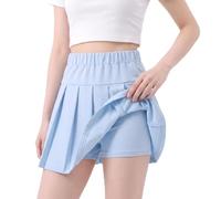 ouhos Mädchen Skort 6-13 Jahre Baumwolle mit Innenhose Faltenrock Tennisrock Atmungsaktiv Schulsport Kurz (DE/NL/SE/PL, Alter, 10 Jahre, 11 Jahre, Blau)