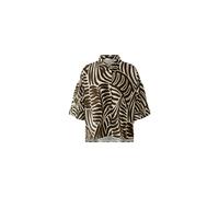 Oui - Bluse dk brown offwhite - Gr. - 36