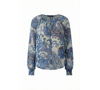 Oui - Bluse mit Allover-Muster beige/blau - Gr. - 42