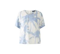 Oui - Bluse reiner Viskosesatin white blue - Gr. - 40