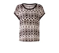 Oui - Blusenshirt 100% Viskose dk brown white - Gr. - 44