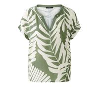 Oui Damen Blusenshirt Viskosepatch Boxy geschnitten Floral Freizeit Y-Ausschnitt Blende Viskosemischung