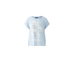 Oui - Blusenshirt Viskosepatch powder blue - Gr. - 42