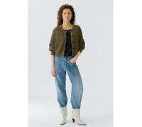 Ouí Damen Strickjacke Rundhalsausschnitt lässig geschnitten Uni Grün Größe 42