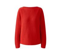 Oui Damen Baumwollpullover schmal geschnitten Uni Freizeit U-Boot-Ausschnitt Blende Baumwolle