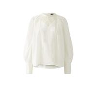 Oui Damen Bluse Reine Baumwolle a-Shape Uni Festlich, Freizeit, Business Rundhals Stehkragen Baumwolle