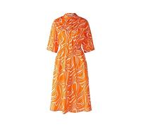 Oui Damen Hemdblusenkleid in Reiner Baumwolle tailliert geschnitten Alloverprint Freizeit Rundhals Hemdblusenkragen Baumwolle