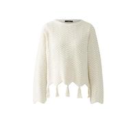 Oui Damen Pullover Baumwollmischung Boxy geschnitten Geometrical Freizeit U-Boot-Ausschnitt Blende Baumwollmischung