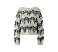 Oui Pullover Damen Geometrical boxy geschnitten weiß-blau Größe 36