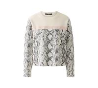 Oui Damen Pullover lässig geschnitten Animalprint Freizeit Rundhals ohne Kragen Viskosemischung