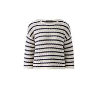 Oui Damen Pullover lässig geschnitten Gestreift Freizeit U-Boot-Ausschnitt ohne Kragen Viskosemischung