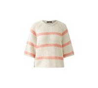 Oui Damen Pullover mit Wolle und Mohair lässig geschnitten Gestreift Freizeit Rundhals Blende Mischgewebe