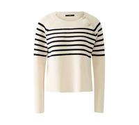 Oui Damen Pullover Viskosemischung a-Shape Gestreift Freizeit Rundhals Blende Viskosemischung