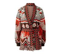 Oui Damen Strickjacke lässig geschnitten Floral