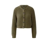 Ouí Damen Strickjacke Rundhalsausschnitt lässig geschnitten Uni Grün Größe 42