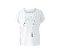 Oui Damen T-Shirt Baumwoll- Modalmischung lässig geschnitten Platziertes Motiv