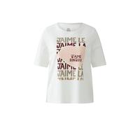Oui Damen T-Shirt gerade geschnitten Platziertes Motiv