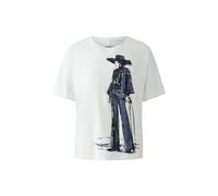 Oui Damen T-Shirt Oversized geschnitten Platziertes Motiv