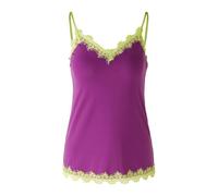 Oui Damen Top elastischer Jersey schmal geschnitten Uni Freizeit, Business, Festlich V-Ausschnitt ohne Kragen Slinky