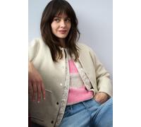 Oui Strickpullover mit gerippten Abschlüssen in Hellrosa, Größe 44