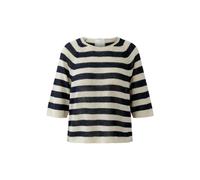 Oui - Gestreifter Pullover mit U-Boot-Ausschnitt und 3/4-Ärmeln beige/blau - Gr. - 36