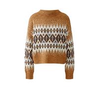 Oui Norwegerpullover mit Rundhalsausschnitt in Camel, Größe 38