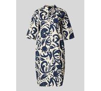 Oui Knielanges Hängerkleid mit Tunikakragen in Beige Melange, Größe 34