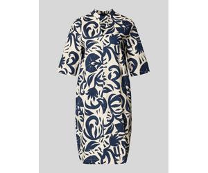 Oui Knielanges Hängerkleid mit Tunikakragen in Beige Melange, Größe 36