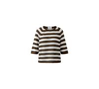 Oui - Leinen Pullover dk brown offwhite - Gr. - 44