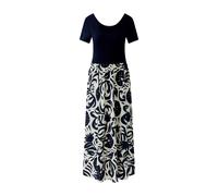 Oui - Maxikleid mit grafischem Muster und Kurzarm weiß - Gr. - 34