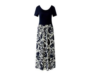 Oui - Maxikleid mit grafischem Muster und Kurzarm weiß - Gr. - 34