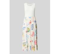 Oui Midikleid mit Allover-Motiv-Print in Weiss, Größe 38