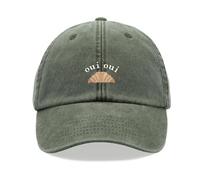 Oui Oui Croissant Baseballkappe Vintage Washed Unisex Dad Hat Verstellbar, olivgrün, Einheitsgröße