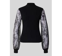 Oui Pullover aus Viskose-Mix mit Ärmeln aus Spitze in BLACK, Größe 42
