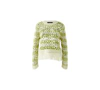 Oui - Pullover in Netzoptik offwhite green - Gr. - 38