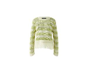 Oui - Pullover in Netzoptik offwhite green - Gr. - 38